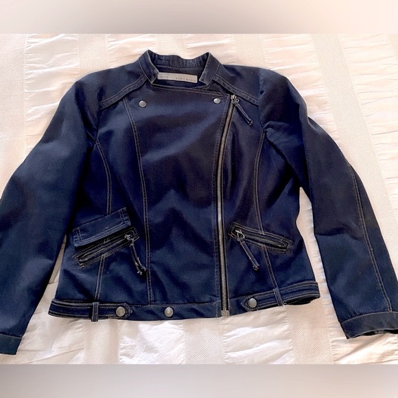 Zara Navy Moto Jacket - Picture 2 of 10